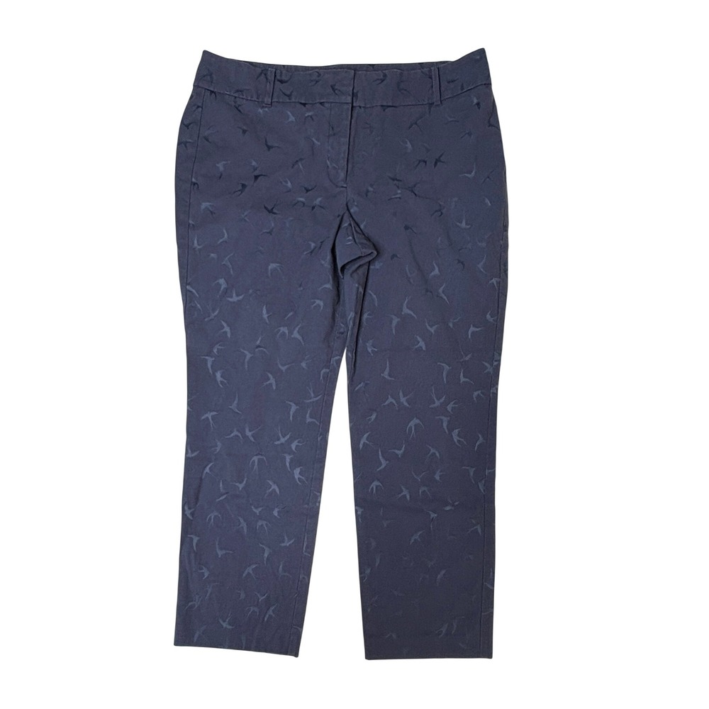 Ann Taylor Whimsical Bird Swallow Ankle Pants 14 Blue Nature - Picture 2 of 10